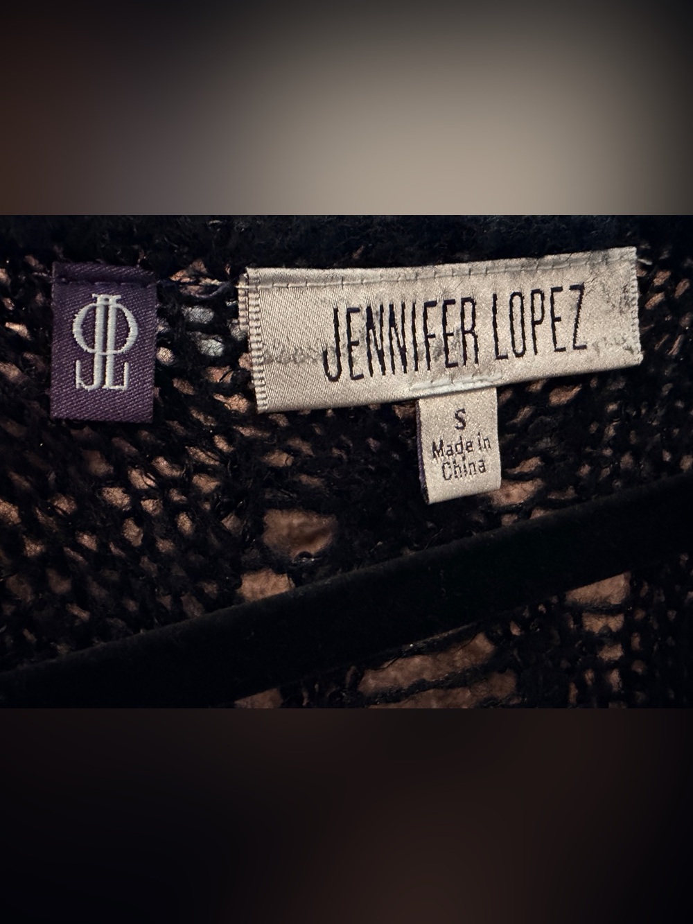 Jennifer Lopez Black Open-Weave Crewneck Sweater - Picture 4 of 6